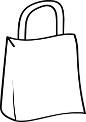 Simple outline of a shopping bag with a handle, featuring a minimalist design.