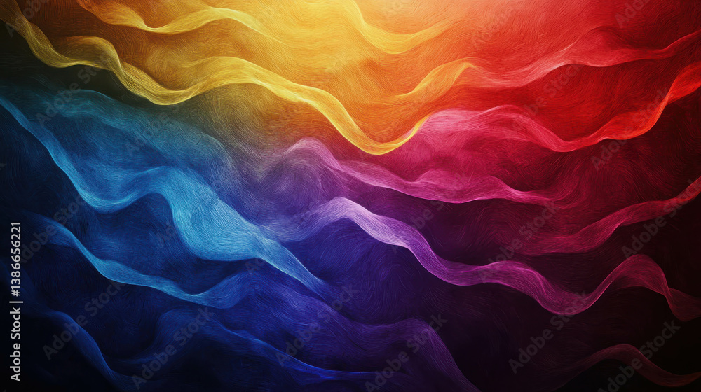 Aufkleber vibrant abstract waves of color flowing across a dark background in subtle harmony and motion