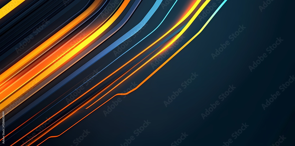 Poster dynamic line patterns: a vivid display of abstract lines and curves in electric hues, showcasing a s