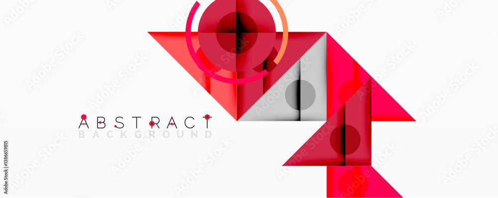Aufkleber red geometric shapes overlap creating modern design. minimalist composition with circles, triangles,