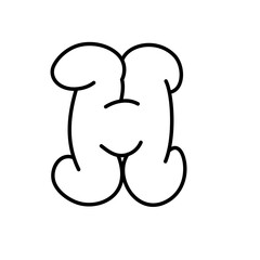 Playful Alphabet Bubble Balloon Graffiti Letter H Outline for Typography and Creative Design