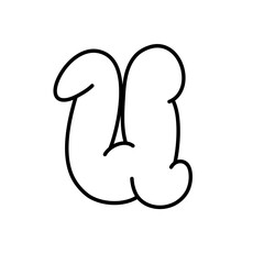 Playful Alphabet Bubble Balloon Graffiti Letter U Outline for Typography and Creative Design