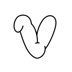 Playful Alphabet Bubble Balloon Graffiti Letter V Outline for Typography and Creative Design