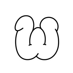 Playful Alphabet Bubble Balloon Graffiti Letter W Outline for Typography and Creative Design