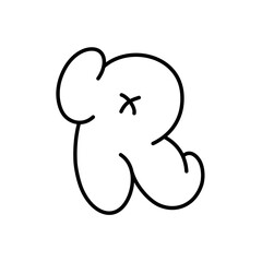 Playful Alphabet Bubble Balloon Graffiti Letter R Outline for Typography and Creative Design