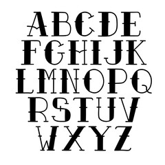 vector font tattoo, hand drawn illustration 