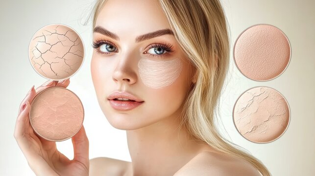 Beauty application techniques skincare products makeup tutorial indoor studio close-up cosmetic benefits