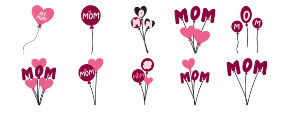 Set of mother's day balloons decoration