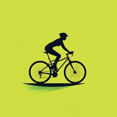 Obraz premium cycling man silhouette icon riding bicycle on green background