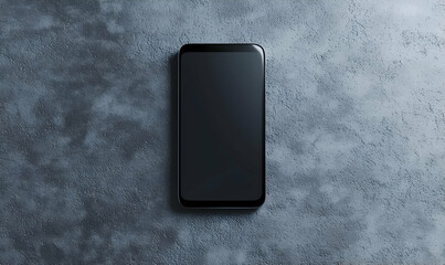 Minimalistic Mobile Phone on Textured Gray Surface Background