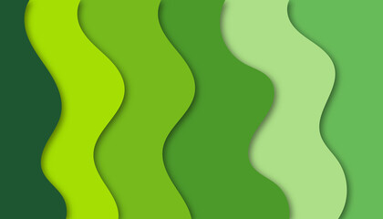 Shades of green abstract layered waves with smooth gradient texture