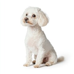 Obraz premium Playful bichon frise dog portrait studio pet photography white background close-up cuteness factor