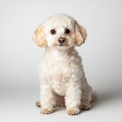 Obraz premium Playful dog portrait studio photography neutral background close-up pet love