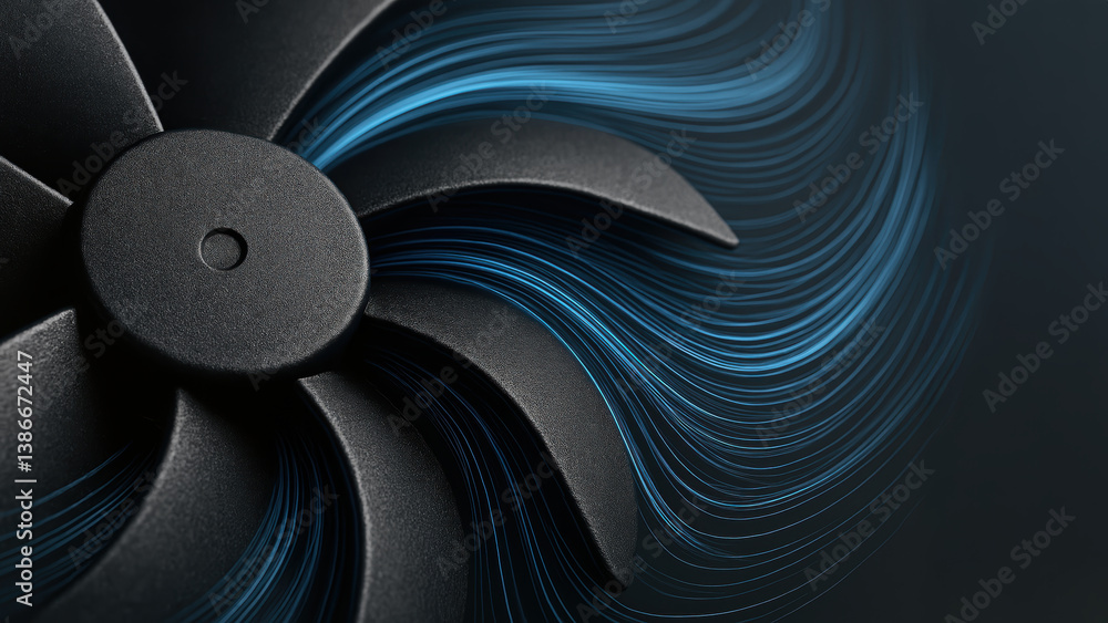 Poster sleek fan blade design showcases simulation and engineering principles in motion