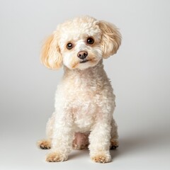Playful poodle puppy portrait studio setting pet photography soft lighting adorable canine concept