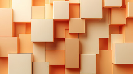 Geometric Harmony: An artful composition of textured blocks in soft, warm tones creates an immersive 3D geometric arrangement. This image invites exploration of form, color, and spatial relations