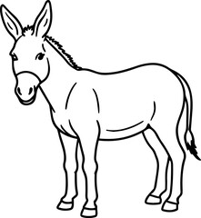 donkey outline vector illustration line art