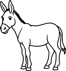 donkey outline vector illustration line art