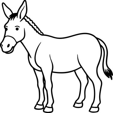 black and white donkey standing clip art preview