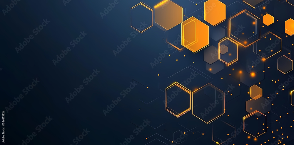 Poster geometric convergence: a mesmerizing geometric design with interconnected hexagon shapes in radiant 