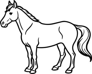 horse outline vector illustration line art