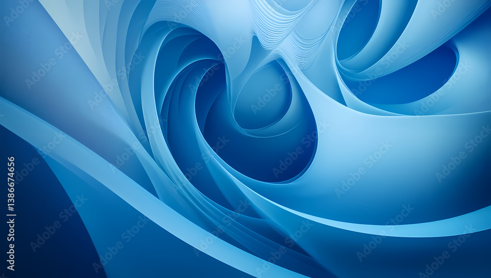 Aufkleber abstract swirls in serene blues: an artistic composition of flowing, ethereal forms in shades of cal