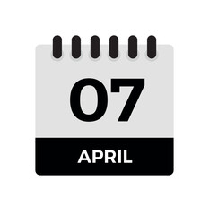 April 7 Calendar Icon – Daily Reminder Template for Schedule & Event Planning