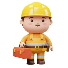 Fototapeta premium Adorable 3D Render of a Construction Worker
