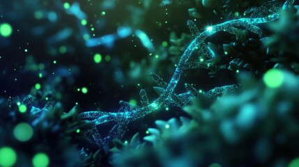 health abstract background with glowing DNA strands