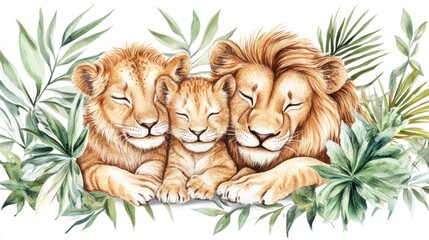 Three cubs resting in a jungle scene