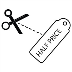 Price Cut icon, sale day. Web page template. Trending sale and discount style design. Scissors cutting price tag. vector illustration