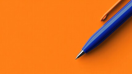 clean and minimal banner design with a blue pen on an orange background, leaving enough room for text.