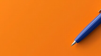 clean and minimal banner design with a blue pen on an orange background, leaving enough room for text.