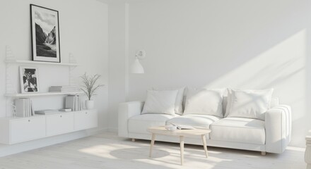 Modern White Studio Apartment Interior with Minimalist Design