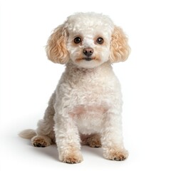 Playful poodle dog portrait studio setting dog photography bright background close-up pet love