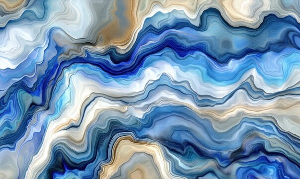 Abstract blue and beige marble texture; swirling design; background for design projects
