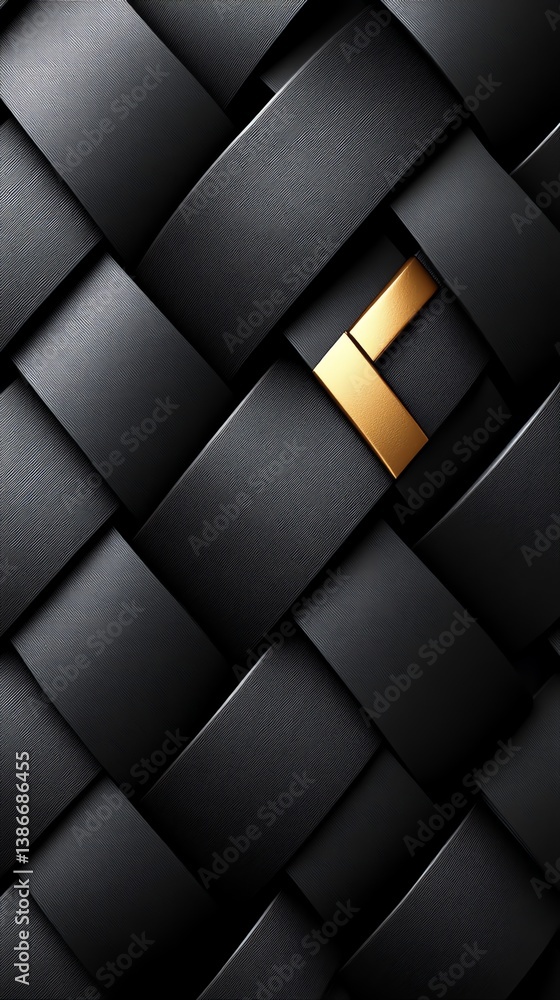 Poster abstract black weave pattern with gold accent for background use