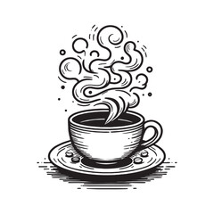 A steaming cup of coffee with a soft swirl of steam rising from it.
