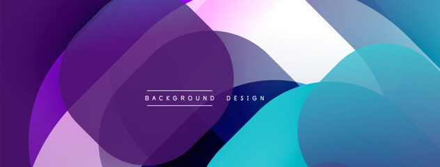 Abstract design. Overlapping circles create dynamic composition. Purple, blue, white hues blend seamlessly. Modern aesthetic, smooth gradients.