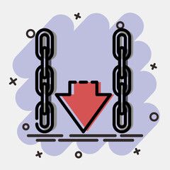 Icon sling here. Packaging symbol elements. Icons in comic style. Good for prints, posters, logo, product packaging, sign, expedition, etc.