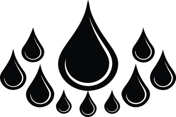 set vector various water drops and splash silhouettes