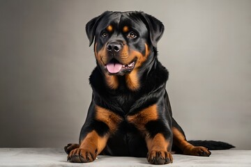 Obraz premium Rottweiler Dog isolated on white background,portrait of a black dog