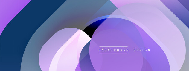 Abstract design. Overlapping circles create dynamic composition. Purple, blue hues dominate. Modern aesthetic. Smooth gradients. Minimalist style. Background element.