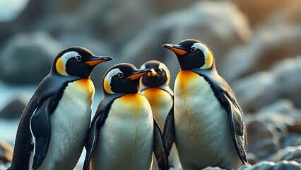 Group of Emperor Penguins in Natural Habitat