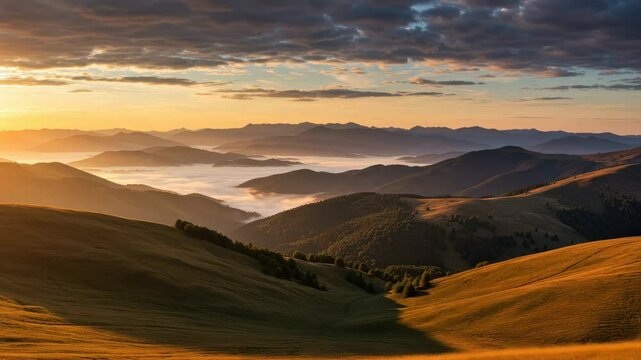 Rolling Hills and Valleys at Golden Hour