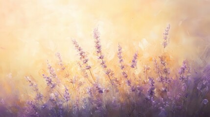 banner showcasing soft focus lavender flowers, bathed in the golden light of sunset.