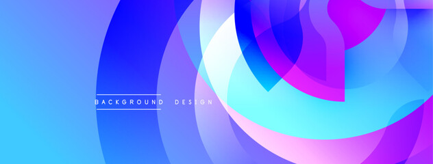 Abstract vibrant background. Overlapping circles create dynamic flow. Blue, purple, pink hues blend seamlessly. Modern design element for digital projects.