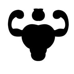 Strong muscular arms raised in celebration against a bright background, symbolizing achievement and fitness