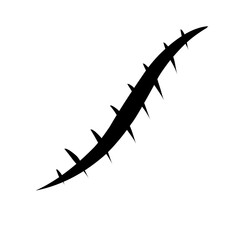 Abstract design featuring curved lines and sharp edges, creating a dynamic visual effect