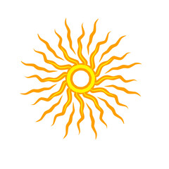 Vibrant sun illustration with wavy rays radiating outward, symbolizing warmth and energy